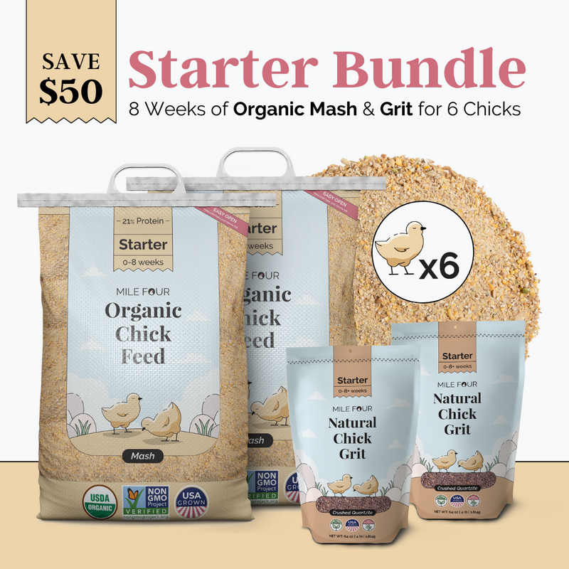 Starter Bundle | 8 Weeks of Organic Feed & Grit for 6 Chicks