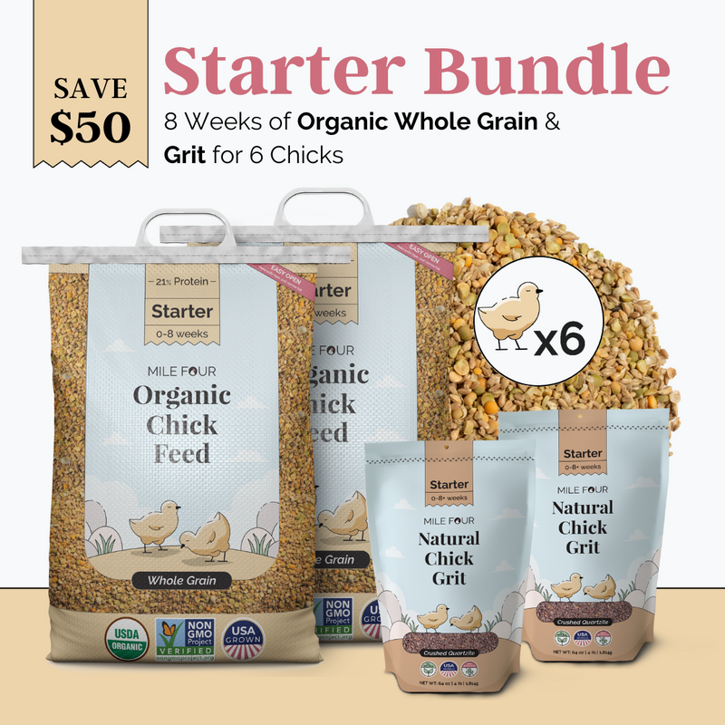 Starter Bundle | 8 Weeks of Organic Feed & Grit for 6 Chicks