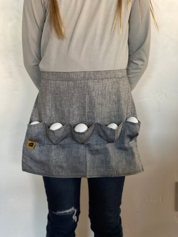 Grey Denim Egg gathering waist Apron!